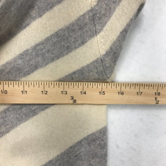 Ply 100% Cashmere Open Cardigan XS Gray Off White Open Striped Sweater Waterfall - Picture 7 of 9